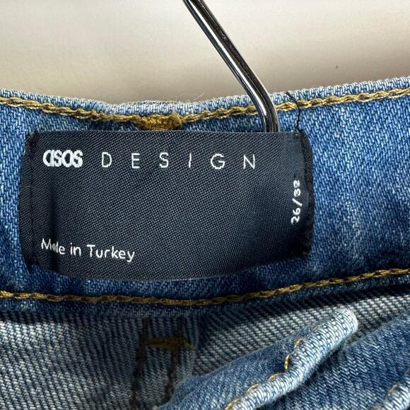 Asos High Rise Medium Wash Straight Leg Jeans Womens Size 26/32 Denim - Picture 10 of 12